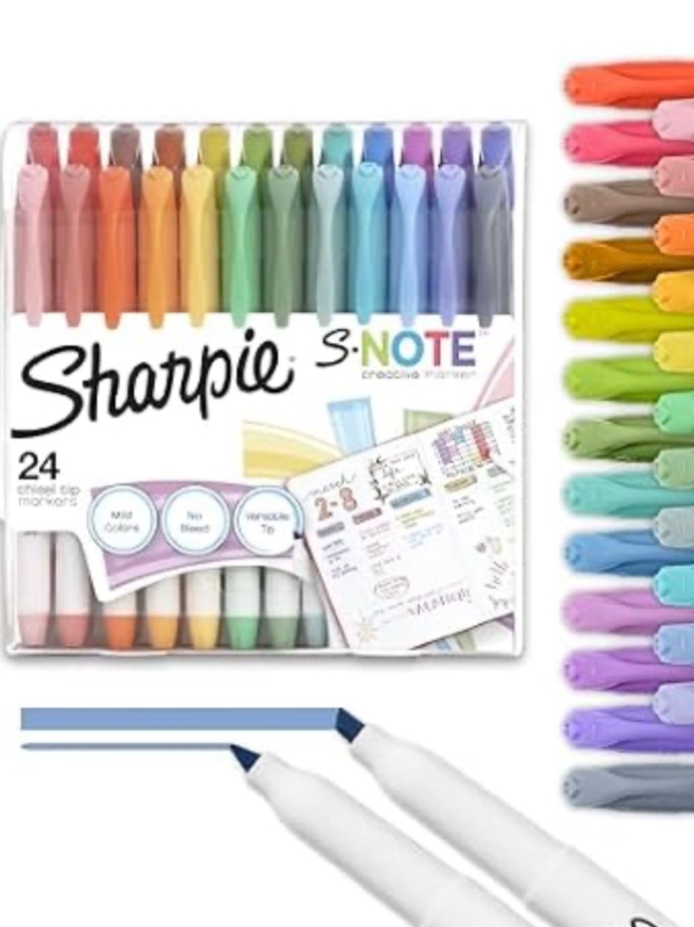 sharpie S-Note 24-Color Pastel Dual-Tip Highlighters and Markers Set - NEW